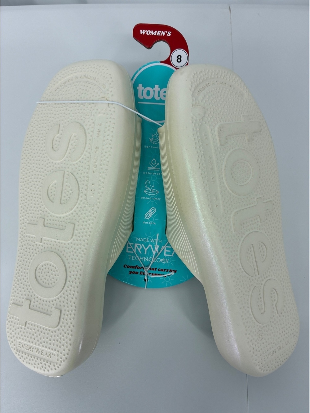 Totes Women's Lightweight Waterproof Slide Sandals Size 8 Cream - Picture 3 of 7